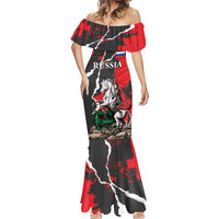 Russia Knight Fighting With Dragon Mermaid Dress Grunge Style - Wonder Print Shop