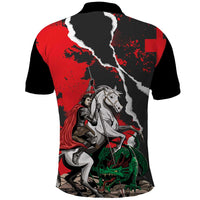 Russia Knight Fighting With Dragon Polo Shirt Grunge Style - Wonder Print Shop