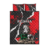 Russia Knight Fighting With Dragon Quilt Bed Set Grunge Style - Wonder Print Shop