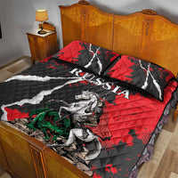 Russia Knight Fighting With Dragon Quilt Bed Set Grunge Style - Wonder Print Shop