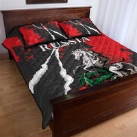 Russia Knight Fighting With Dragon Quilt Bed Set Grunge Style - Wonder Print Shop
