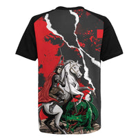 Russia Knight Fighting With Dragon Rugby Jersey Grunge Style - Wonder Print Shop