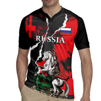 Russia Knight Fighting With Dragon Rugby Jersey Grunge Style - Wonder Print Shop