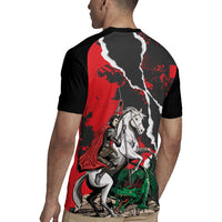 Russia Knight Fighting With Dragon Rugby Jersey Grunge Style - Wonder Print Shop