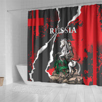 Russia Knight Fighting With Dragon Shower Curtain Grunge Style - Wonder Print Shop