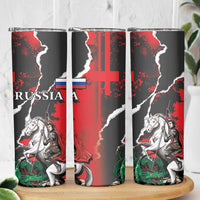 Russia Knight Fighting With Dragon Skinny Tumbler Grunge Style - Wonder Print Shop