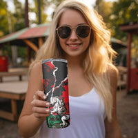 Russia Knight Fighting With Dragon Skinny Tumbler Grunge Style - Wonder Print Shop