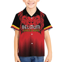 Custom Belgium Rugby Hawaiian Shirt Diables Noirs Lion Head - Wonder Print Shop