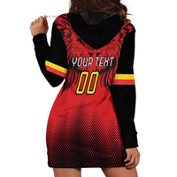 Custom Belgium Rugby Hoodie Dress Diables Noirs Lion Head - Wonder Print Shop