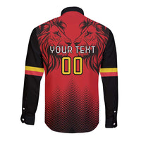 Custom Belgium Rugby Long Sleeve Button Shirt Diables Noirs Lion Head