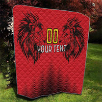 Custom Belgium Rugby Quilt Diables Noirs Lion Head - Wonder Print Shop