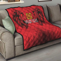 Custom Belgium Rugby Quilt Diables Noirs Lion Head - Wonder Print Shop
