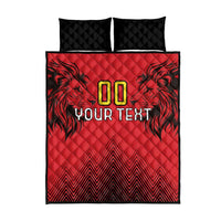 Custom Belgium Rugby Quilt Bed Set Diables Noirs Lion Head - Wonder Print Shop