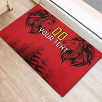 Custom Belgium Rugby Rubber Doormat Diables Noirs Lion Head - Wonder Print Shop