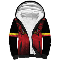 Custom Belgium Rugby Sherpa Hoodie Diables Noirs Lion Head - Wonder Print Shop