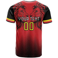 Custom Belgium Rugby T Shirt Diables Noirs Lion Head - Wonder Print Shop