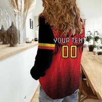 Custom Belgium Rugby Women Casual Shirt Diables Noirs Lion Head - Wonder Print Shop