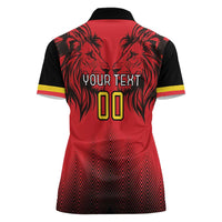 Custom Belgium Rugby Women Polo Shirt Diables Noirs Lion Head - Wonder Print Shop