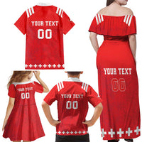 Custom Switzerland Rugby Family Matching Off Shoulder Maxi Dress and Hawaiian Shirt Edelweis Pattern