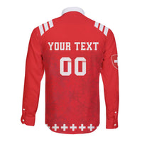 Custom Switzerland Rugby Long Sleeve Button Shirt Edelweis Pattern