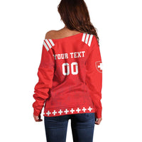 Custom Switzerland Rugby Off Shoulder Sweater Edelweis Pattern - Wonder Print Shop