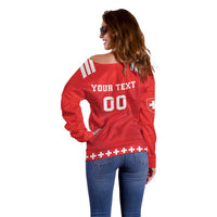Custom Switzerland Rugby Off Shoulder Sweater Edelweis Pattern - Wonder Print Shop