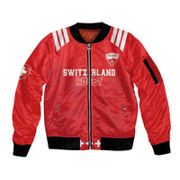 Custom Switzerland Rugby Sleeve Zip Bomber Jacket Edelweis Pattern - Wonder Print Shop