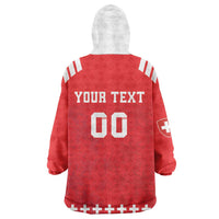 Custom Switzerland Rugby Wearable Blanket Hoodie Edelweis Pattern - Wonder Print Shop