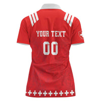 Custom Switzerland Rugby Women Polo Shirt Edelweis Pattern - Wonder Print Shop