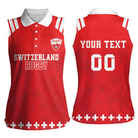 Custom Switzerland Rugby Women Sleeveless Polo Shirt Edelweis Pattern - Wonder Print Shop
