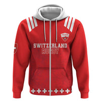 Custom Switzerland Rugby Zip Hoodie Edelweis Pattern - Wonder Print Shop