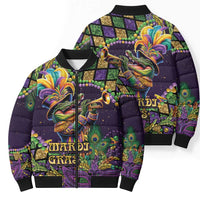 Mardi Gras Alligator Bomber Puffer Jacket Let the Gator Jazz Roll - Wonder Print Shop