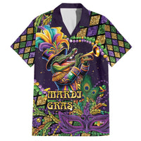 Mardi Gras Alligator Family Matching Off The Shoulder Long Sleeve Dress and Hawaiian Shirt Let the Gator Jazz Roll - Wonder Print Shop