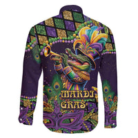Mardi Gras Alligator Family Matching Off The Shoulder Long Sleeve Dress and Hawaiian Shirt Let the Gator Jazz Roll - Wonder Print Shop