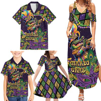 Mardi Gras Alligator Family Matching Summer Maxi Dress and Hawaiian Shirt Let the Gator Jazz Roll - Wonder Print Shop