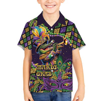 Mardi Gras Alligator Family Matching Summer Maxi Dress and Hawaiian Shirt Let the Gator Jazz Roll - Wonder Print Shop