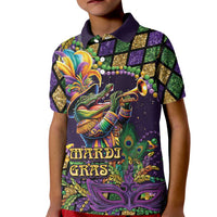 Mardi Gras Alligator Kid Polo Shirt Let the Gator Jazz Roll - Wonder Print Shop