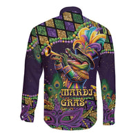 Mardi Gras Alligator Long Sleeve Button Shirt Let the Gator Jazz Roll - Wonder Print Shop