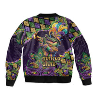 Mardi Gras Alligator Sleeve Zip Bomber Jacket Let the Gator Jazz Roll - Wonder Print Shop