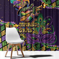 Mardi Gras Alligator Window Curtain Let the Gator Jazz Roll - Wonder Print Shop