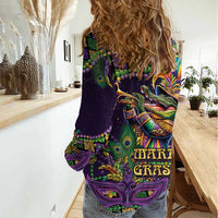 Mardi Gras Alligator Women Casual Shirt Let the Gator Jazz Roll - Wonder Print Shop