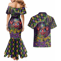 Mardi Gras Crawfish Couples Matching Mermaid Dress and Hawaiian Shirt Let's Mardi Y'all - Wonder Print Shop