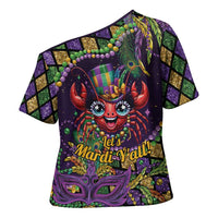 Mardi Gras Crawfish Cross Shoulder Shirt Let's Mardi Y'all - Wonder Print Shop