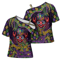 Mardi Gras Crawfish Cross Shoulder Shirt Let's Mardi Y'all - Wonder Print Shop
