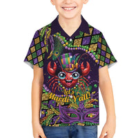 Mardi Gras Crawfish Family Matching Off Shoulder Short Dress and Hawaiian Shirt Let's Mardi Y'all - Wonder Print Shop