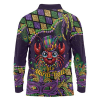 Mardi Gras Crawfish Long Sleeve Polo Shirt Let's Mardi Y'all - Wonder Print Shop