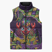 Mardi Gras Crawfish Sleeveless Puffer Jacket Let's Mardi Y'all - Wonder Print Shop