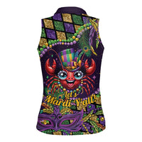 Mardi Gras Crawfish Women Sleeveless Polo Shirt Let's Mardi Y'all - Wonder Print Shop