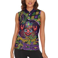 Mardi Gras Crawfish Women Sleeveless Polo Shirt Let's Mardi Y'all - Wonder Print Shop