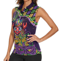 Mardi Gras Crawfish Women Sleeveless Polo Shirt Let's Mardi Y'all - Wonder Print Shop